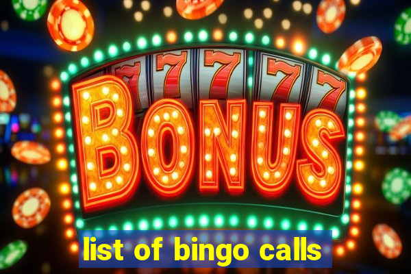 list of bingo calls