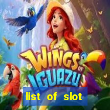 list of slot machines at winstar